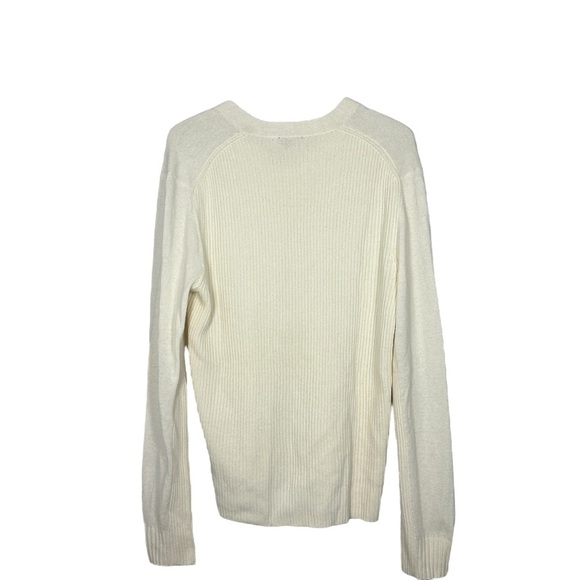 Theory Womens XL Ivory V-Neck Sweater Wool Angora Cashmere Blend Minimalist - Picture 2 of 11